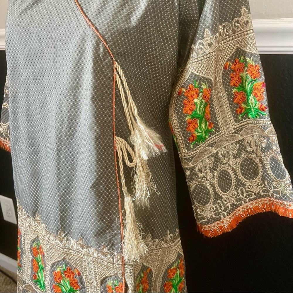 Pakistani Indian Festive Kurta Dress Style Casual Party Wear Full of Embroidery - Picture 2 of 8